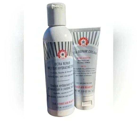 First Aid Beauty Bundle Ultra Hydrating Toner 6fl.oz/Repair Cream 2 fl.oz Unisex - Picture 2 of 4